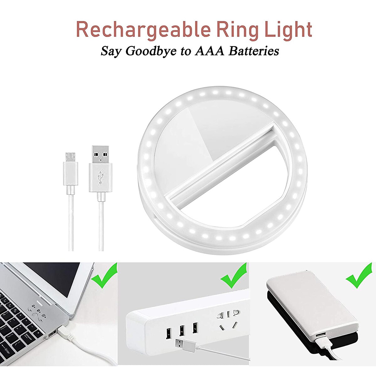 Bärbar led selfie lampring blixtbelysning led lampor dekoration mobiltelefoner foto nattljus spegel neonskylt selfie ring