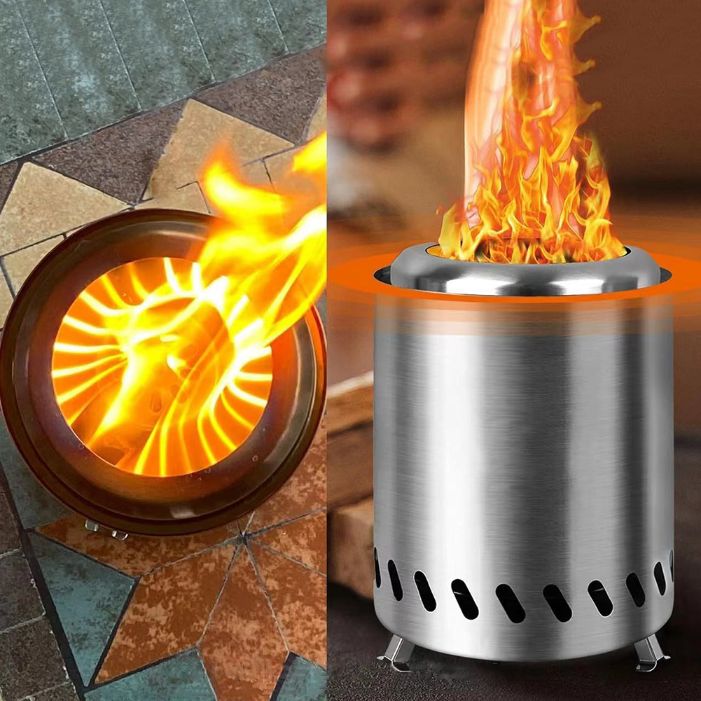 Mini bordseldstad i rostfritt stål, bärbar minispis, minieldstad, vedeldad eller pelletsdriven, bärbar brasa