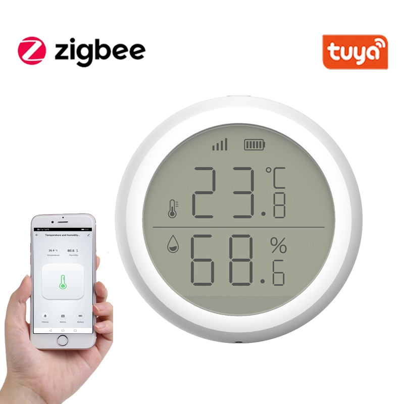Tuya ZigBee Smart Home Temperature And Humidity Sensor With LED Screen Works With Google Home Assistant