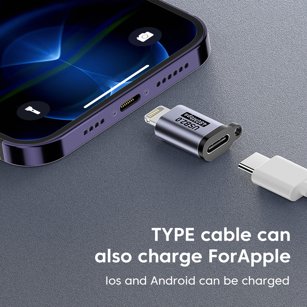 Adapter Micro USB na Type C Mini USB na USB C 480Mbps Szybkie ładowanie danych Złącze USBC na Lightning Adapter do iphone'a Android