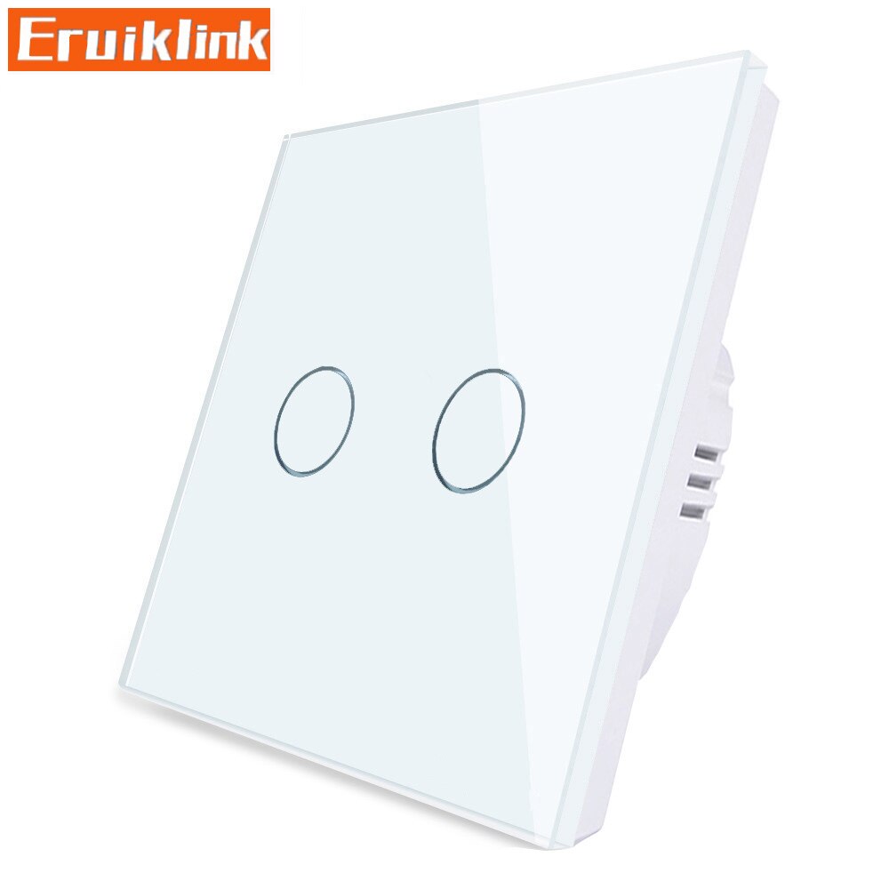 EU/UK Standard Wall Touch Switch,1/2/3 Gang 1 Way Crystal Glass Single Fireline Control Light Switch Can't be remote controlled: Beige
