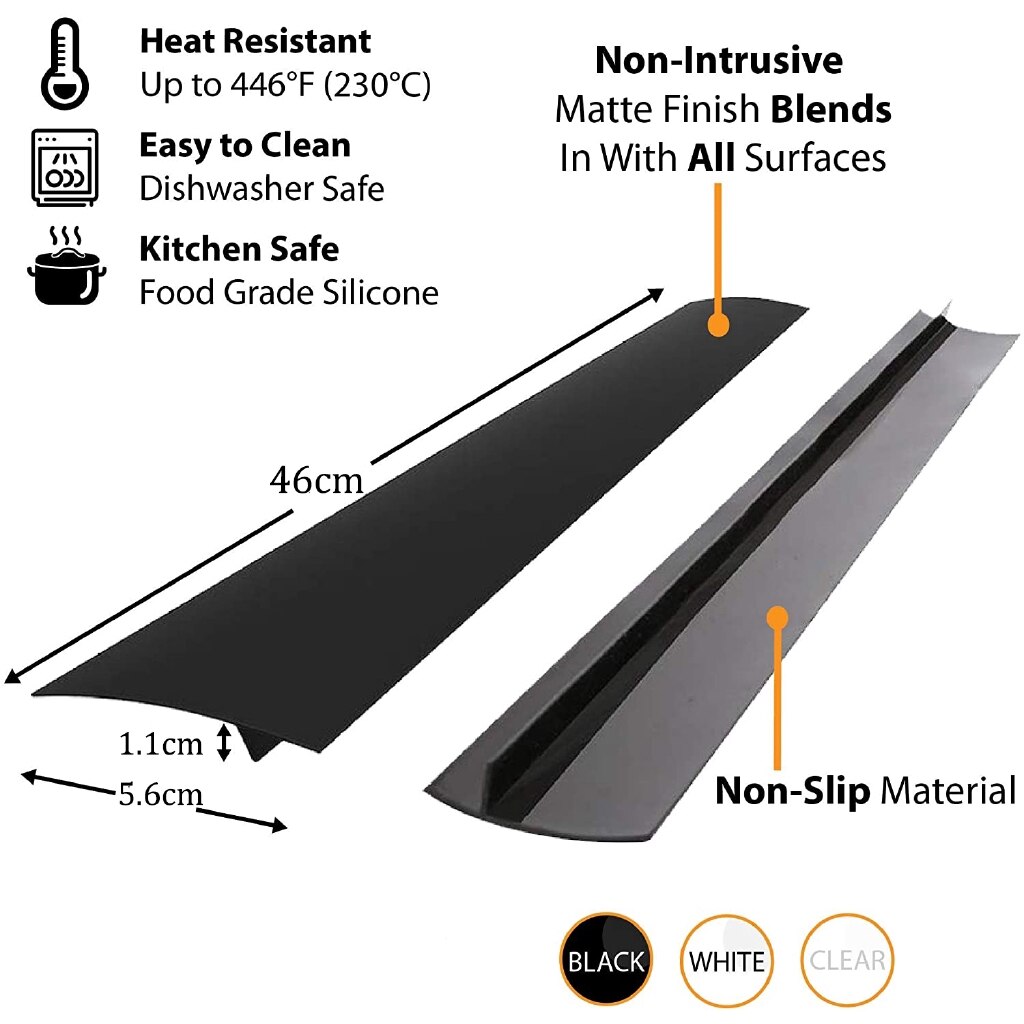 Silicone Kitchen Gap Covers Strips Oil/Dust/Water Proof Heat-Resistant Seal Gap Filler/Sticker Between Counters, Stovetops