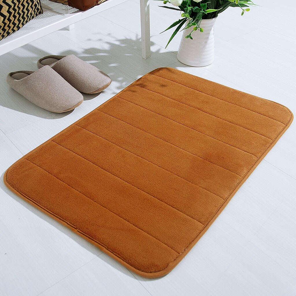 Badmat Badkamer Antislip Tapijt Absorberende Soft Memory Foam Mat Bad Badkamer Slaapkamer Vloer Douche Rug Decor Coral Fleece matten: Brown