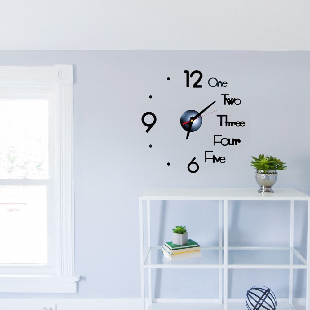 Diy digitale wandklok met 3d spiegeloppervlakken, sticker voor slaapkamer, kantoor, stille klok, thuiskantoordecoratie, wandklok