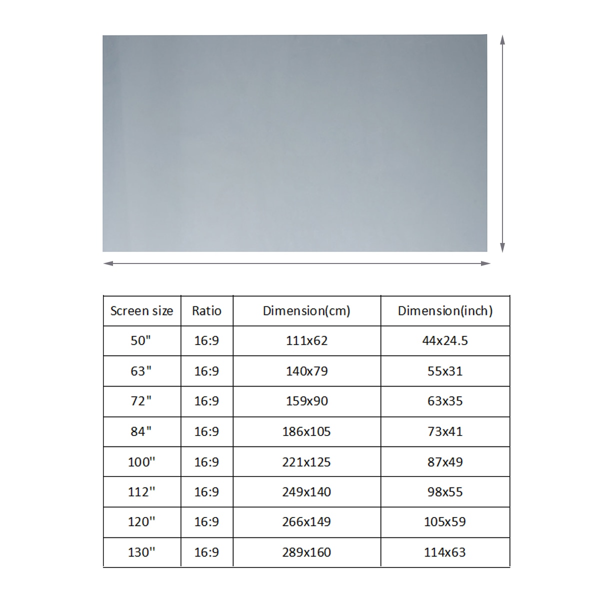 16:9 Portable Foldable Anti-light Projector Screen 3D Home Cinema HD 1080P Projection Screen 50/60/63/72/84/100/112/120/130 Inch