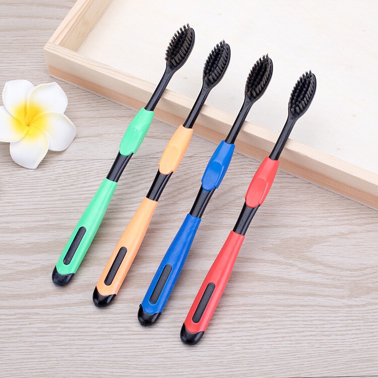 Adult Toothbrush 4Pc/Pack Bamboo Charcoal Toothbrush Portable Manual Tooth Brush Nano Toothbrushes Soft Bristle: Default Title