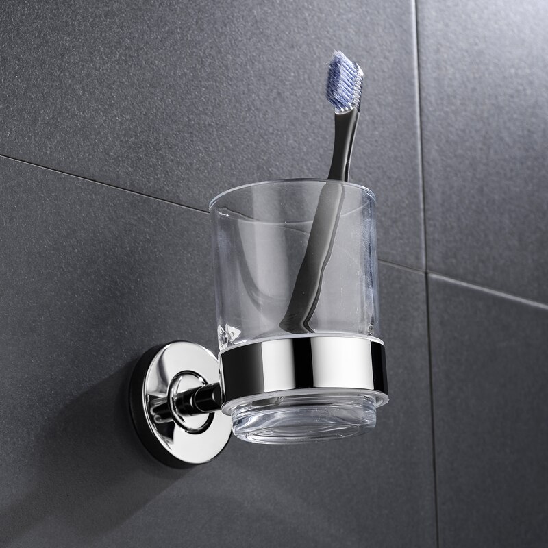 Sus 304 rustfrit stål tandbørste tandbægerholder med glasbæger vægmonteret badekar enkelt tilbehør til badeværelset