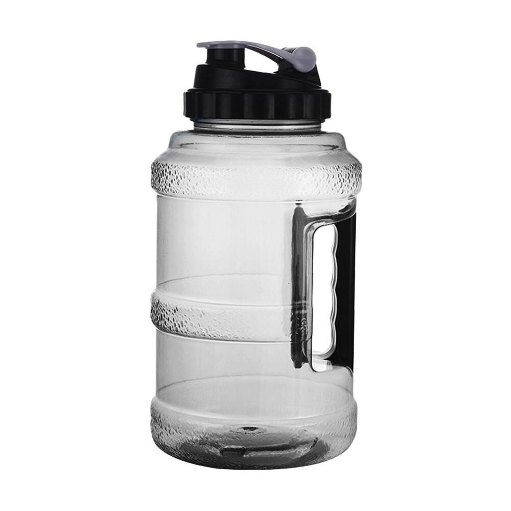 Botella de agua grande reutilizable de plástico, a prueba de fugas, boca ancha, inodoro, para gimnasio y Fitness al aire libre, 2.5L: Black