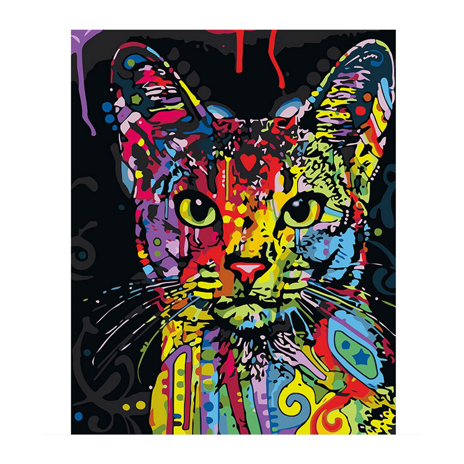 DIY Digital Oil Painting Kit Frameless Paint by Numbers Canvas for Adults Kids Beginners Home Rooms Office Decoration 40x50cm: Cat