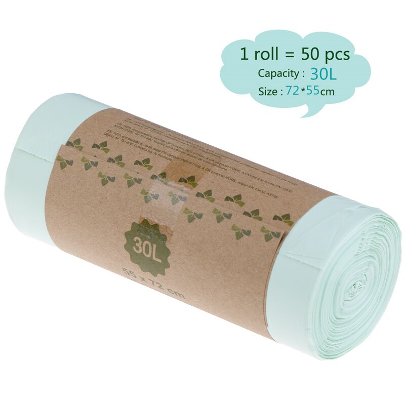 50pcs/roll Kitchen Compostable Bags Degradable Garbage Bags Environmental Protection Biodegradable Garbage Bags: XL