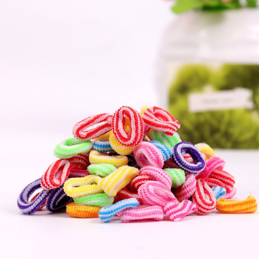 100 Uds coloridos sostenedores del pelo de las mujeres del niño linda muchacha niños raya doble Color cinta para el pelo de goma accesorios para el cabello elásticos