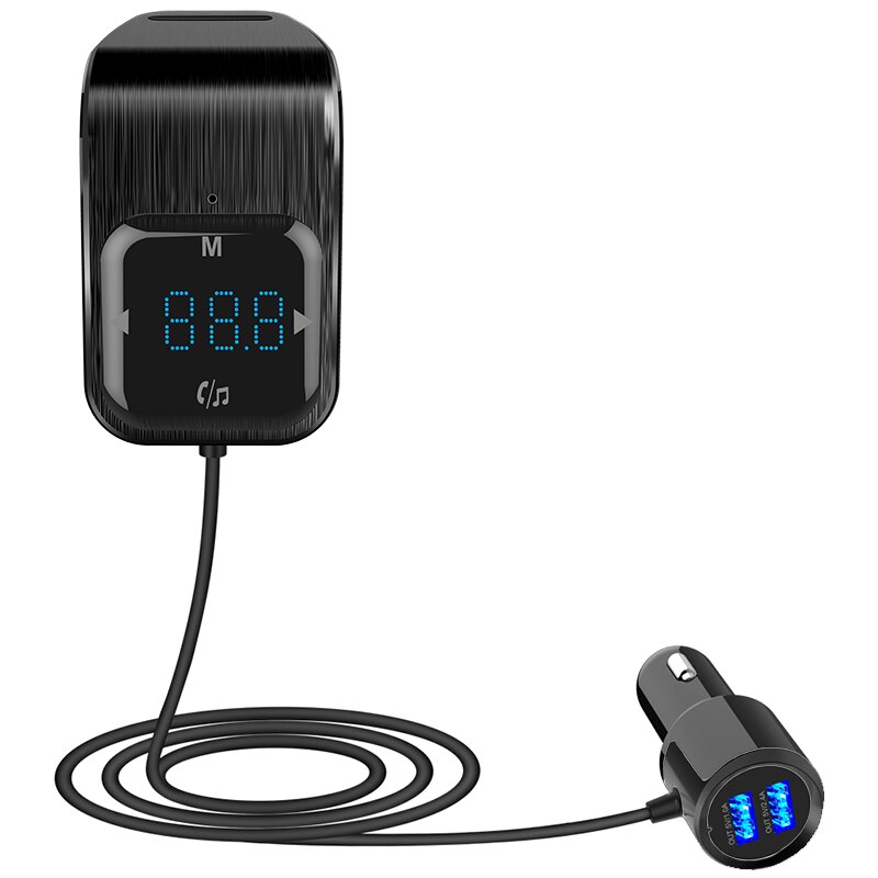 Bluetooth Receiver FM Transmitter Modulator Car AUX Wireless Radio Adapter MP3 Player TF Cards & Microphone USB Fast Car Charger: Black