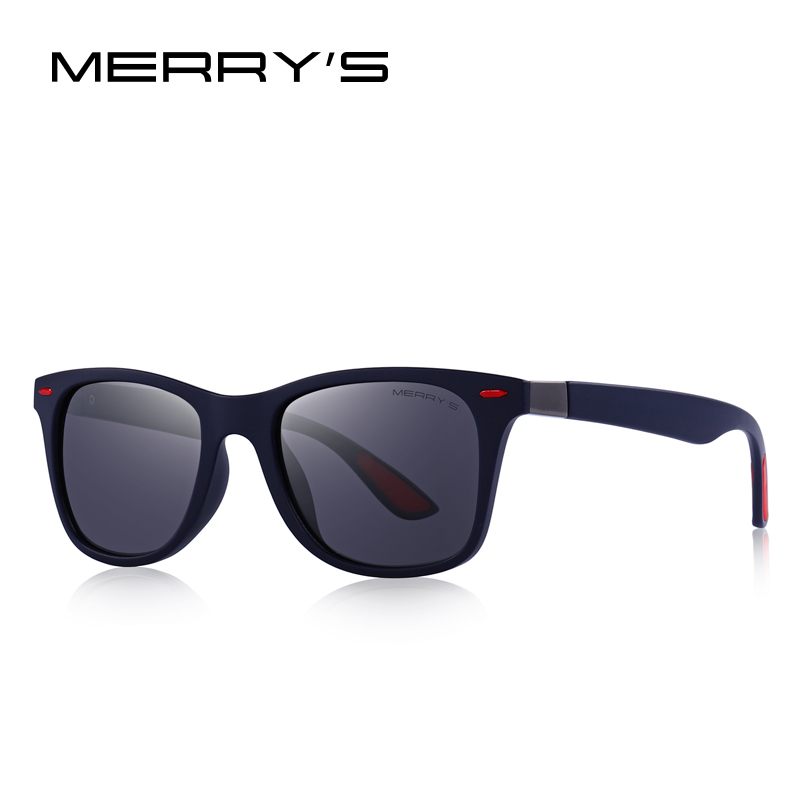 Merrys mænd kvinder klassisk retro nitte polariserede solbriller lysere firkantet ramme 100%  uv beskyttelse  s8508: C04 mørkeblå
