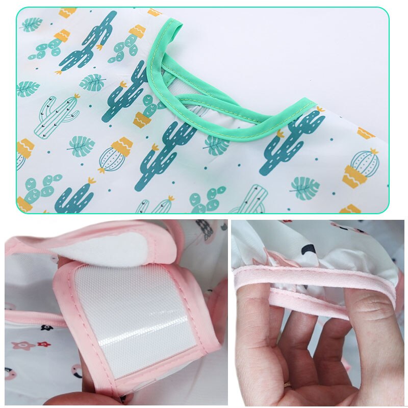 Cute Baby Bib Children Baby Kids Toddler Waterproof Long Sleeve Art Smock Feeding Bib Apron Fit 0-6 Years Unisex Baby Stuff