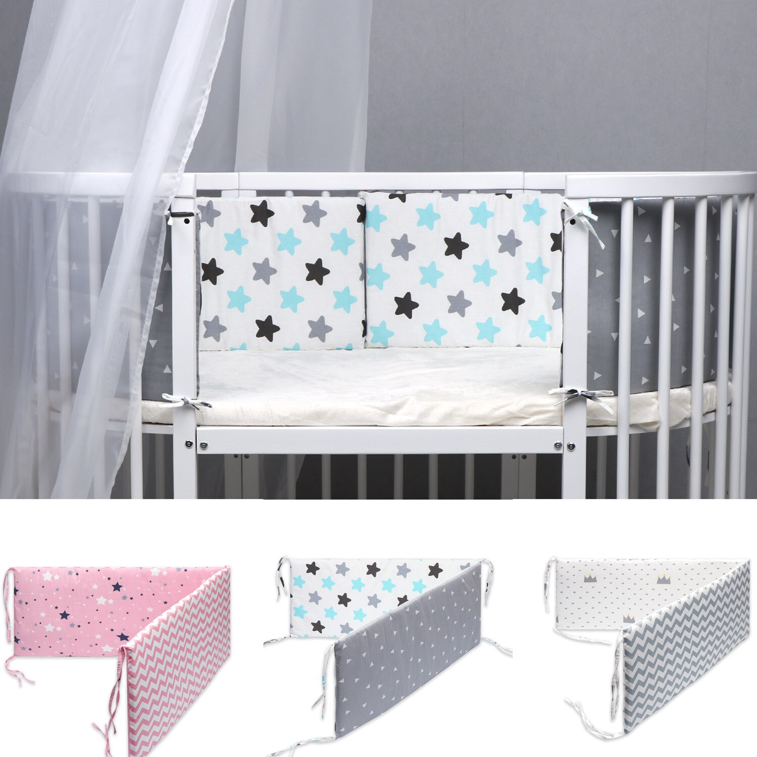Bomuld baby seng kofanger pude pude baby seng beskytter spædbarn barneseng kant værelse indretning