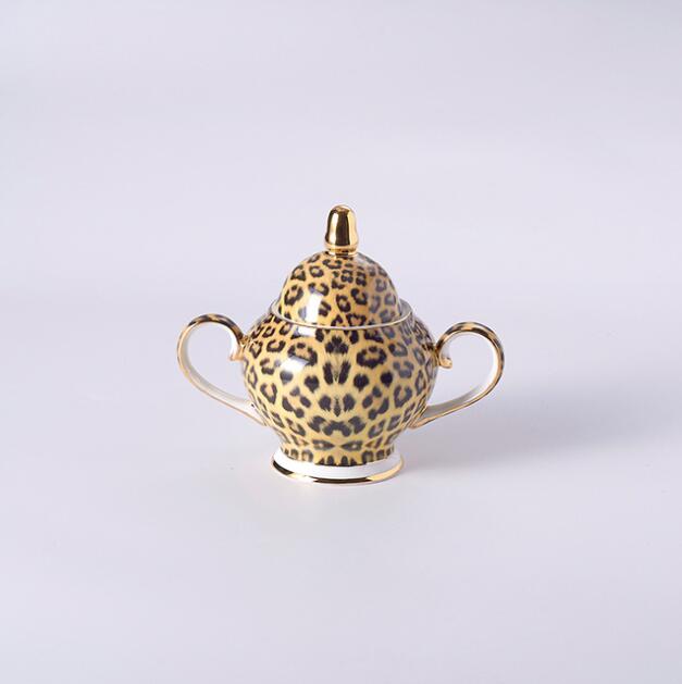Leopard print knogle kina kaffesæt luksus porcelæn te sæt avanceret pot kop keramisk krus sukker skål flødekande tekande drik: Suger skål 360ml