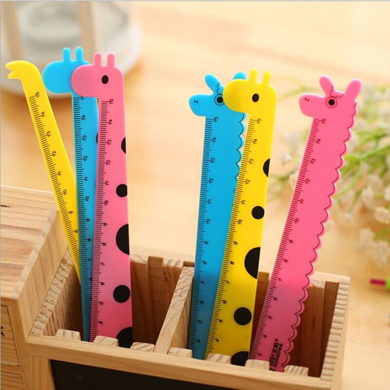 40 stuks/partij schattige cartoon liniaal  of 15 cm giraffe liniaal feest voor kinderen schoolbenodigdheden schrijfwaren