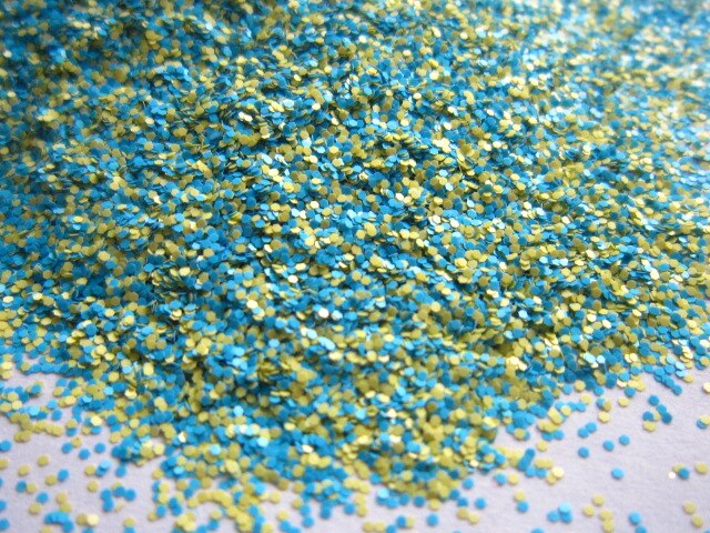 Mat neon blå gul fin glitter mix til gel neglelak  g513