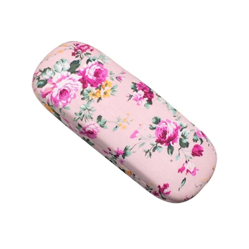Iboode retro blomtryck läsglasögon fodral box dam hårt blommönster glasögon förvaringsfodral hållare kvinnlig organisatör: Stor blomma rosa