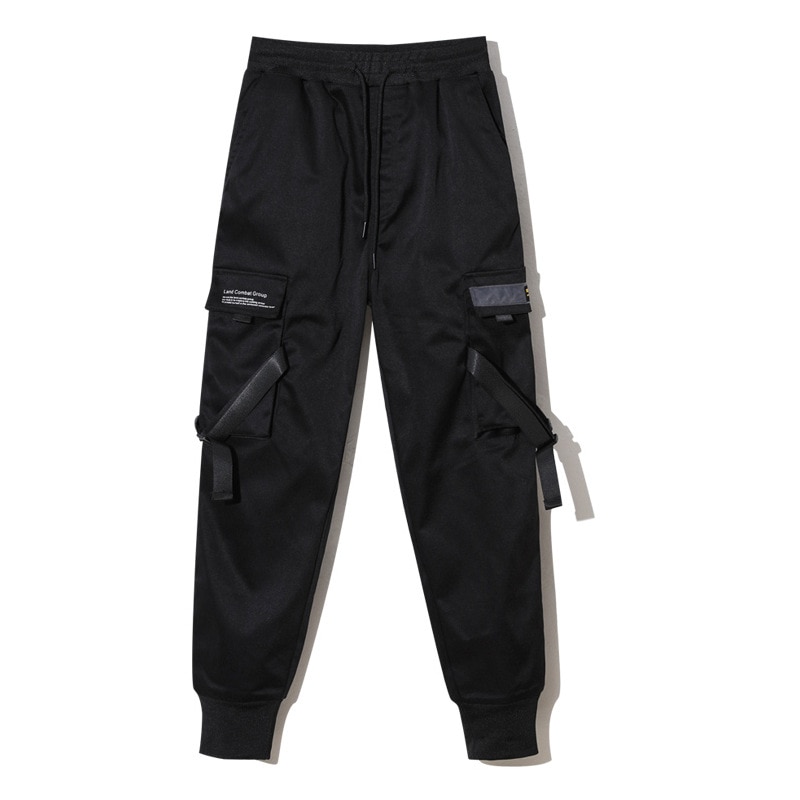 Linten cargobroek heren casual streetwear harajuku broek hiphop trendy casual jeugd slanke broek stijlvolle heren joggingbroek
