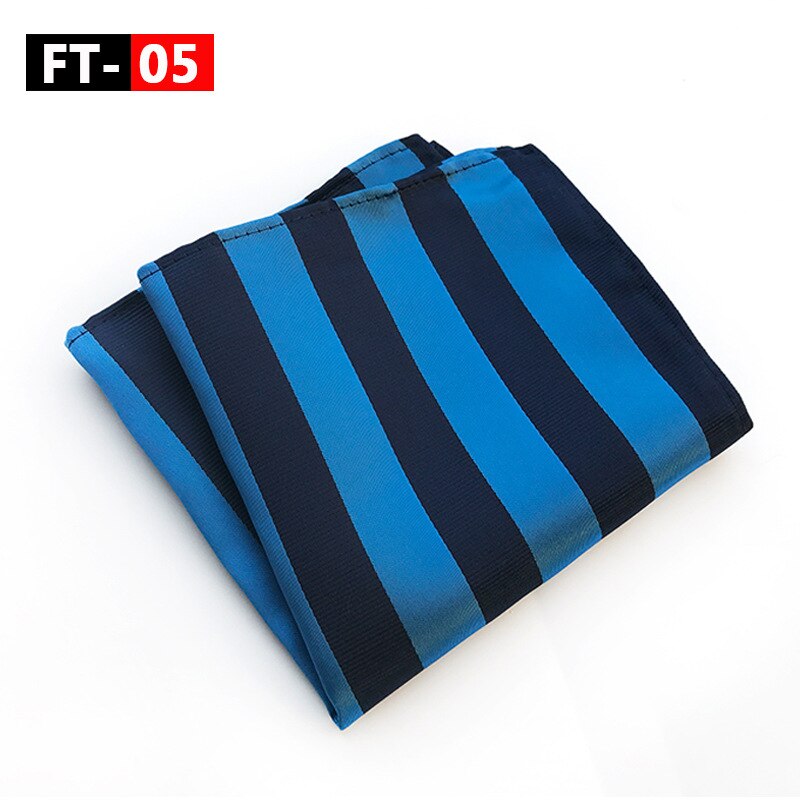 Mouchoir de poche bleu gris jaune #39 pour homme, mouchoir imprimé à rayures, mouchoir en soie et polyester, pochette de travail, serviette de poitrine 25*25cm: Ft 05