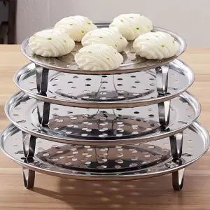 Stainless Steel Steamer Round Stackable Steaming Rack Thickening Water Steamer Household Steaming Grid Kitchen Tools: 1234group