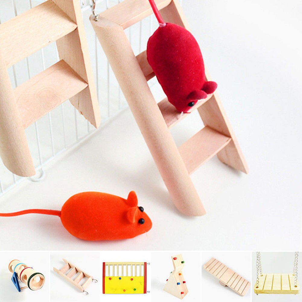 Holz Hamster Maus Tunnel Rohr Spielzeug Hamster KäFeige Spielzeug Wippe Haustier Holz Hause Kleine Ebene Ratte Mäbenutzen Haus Spielen Schaukel ratte Spielzeug