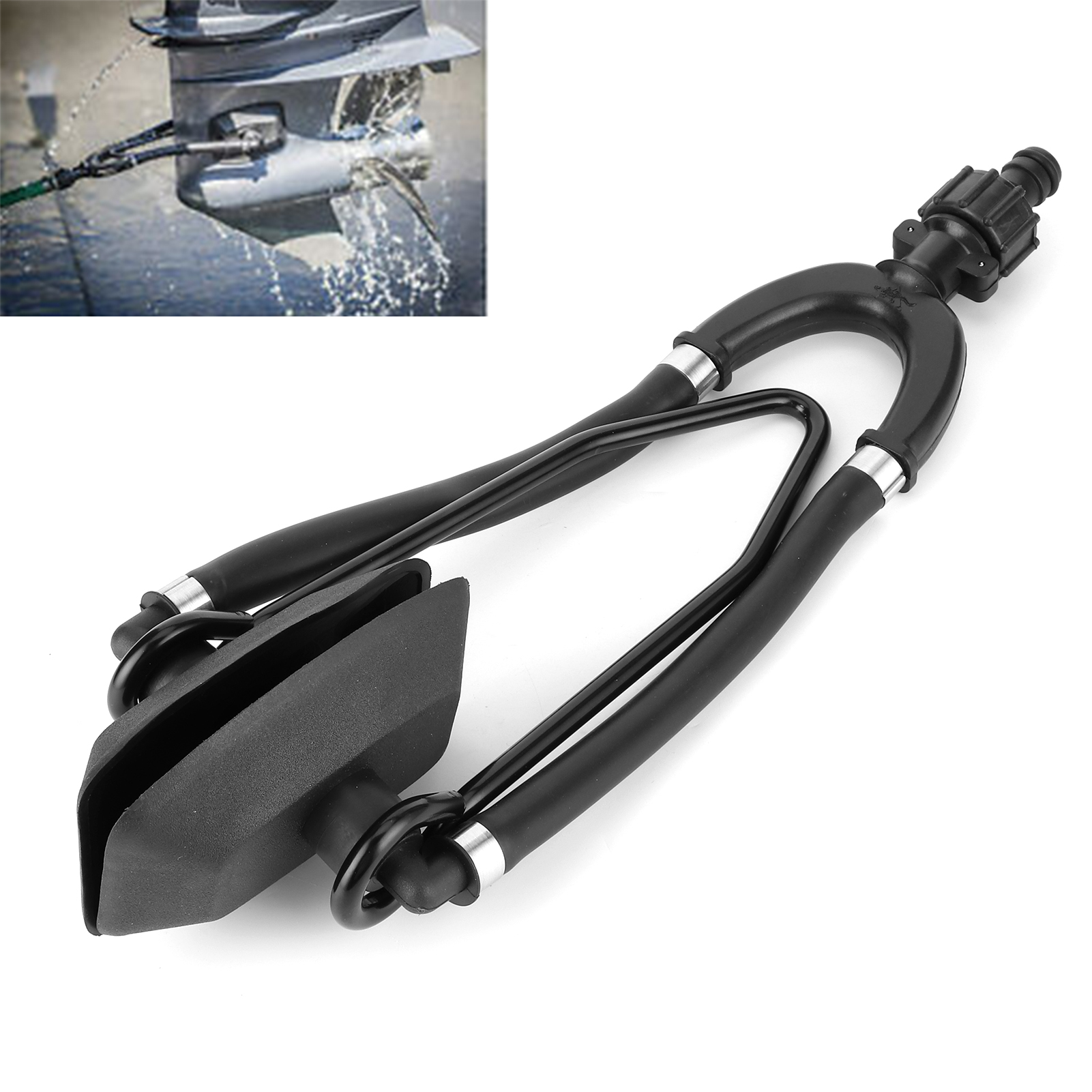 Wasserspüler für Außenbordmotor, Bootsmotor, Dual-Feed, große rechteckige Ohrenschützer, schnelle Verbindung