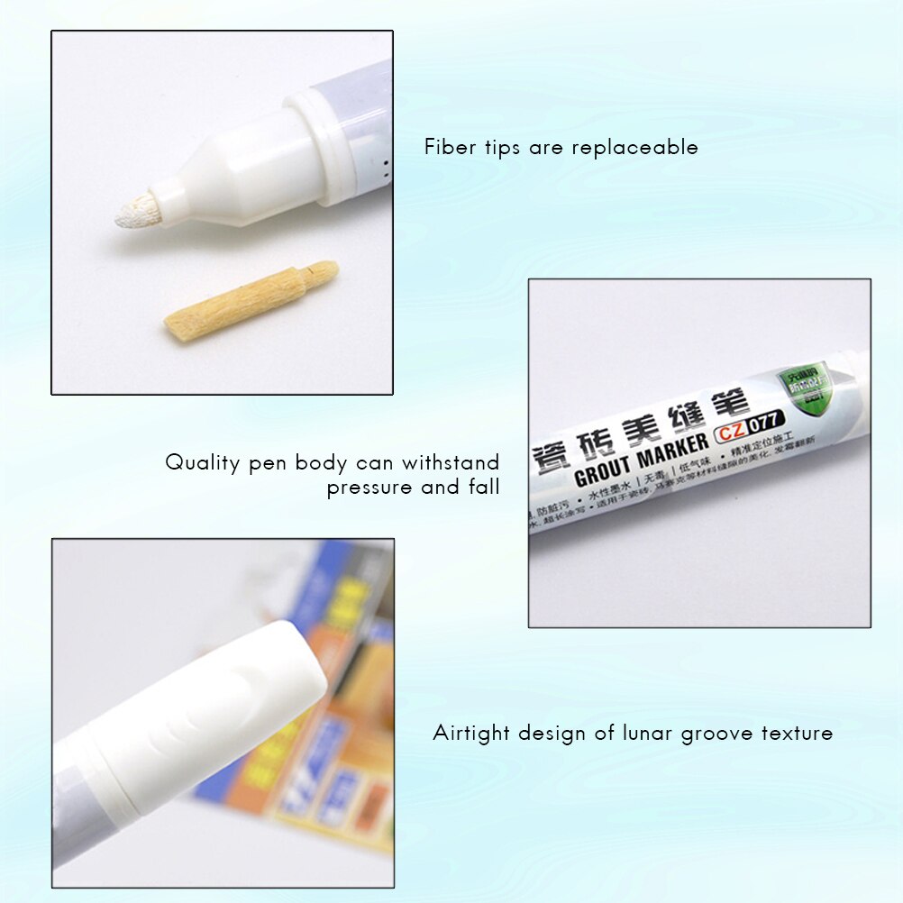 La lechada de la pluma de brecha de reparación 3 colores pluma blanca de recarga impermeable Mouldproof