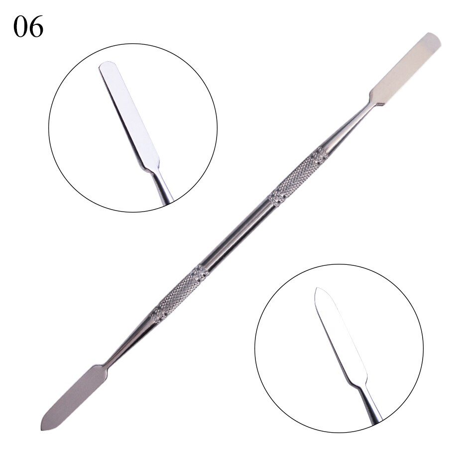 1pc Stainless Steel Cuticle Pusher Spoon Double Sided Nail Art Trimmer Dead Skin Cutter Manicure Pedicure Nail Care Tools LY1-9: 06