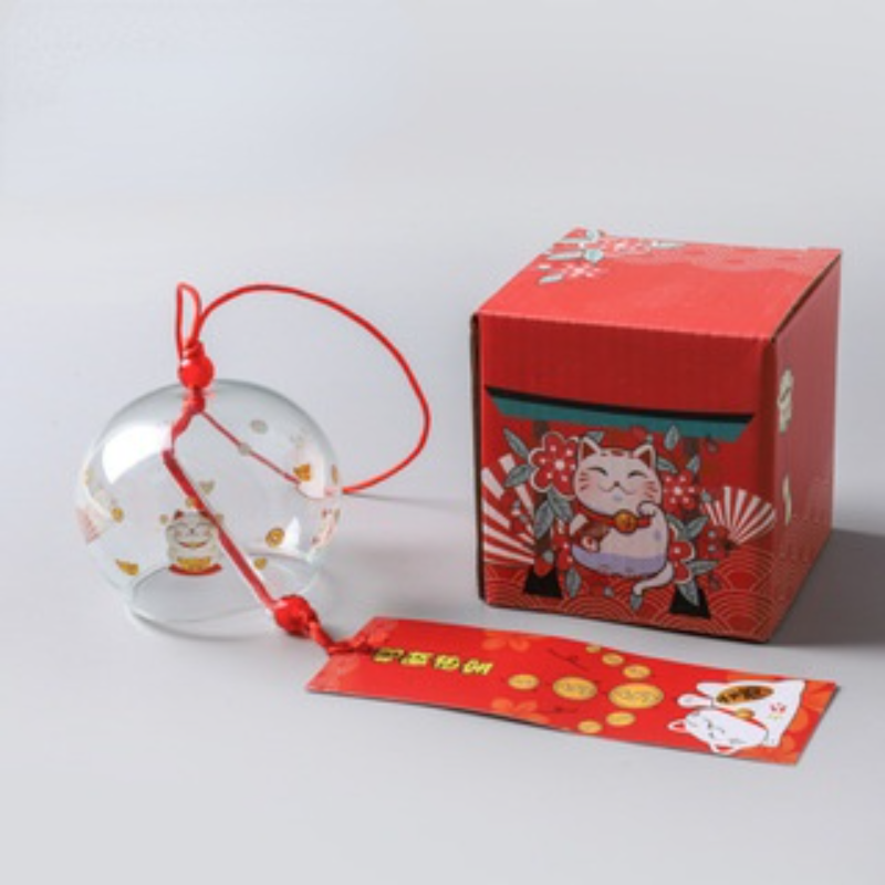 Campanilla de viento japonesa hecha a mano, carillón de viento de cristal Furin, decoración para el hogar, Spa, Sakura, cocina, decoración de oficina, patrón de flores de cerezo, 1 piezas: Verde claro