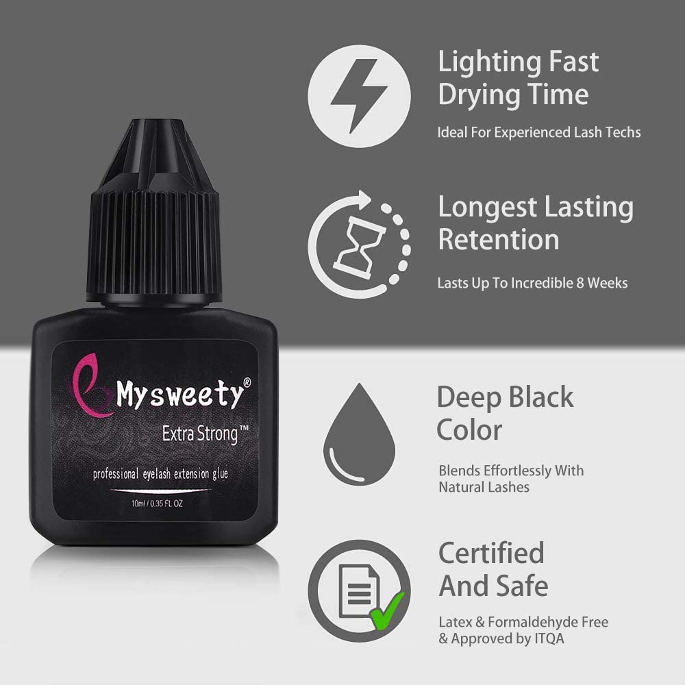 Colle noire pour extensions de cils, 10ml, Super adhésif pour utilisation professionnelle certifiée