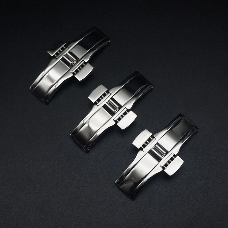 Stainless Steel Solid Metal Clasp For Tissot Watch Accessories Double Push Button Fold Watch Buckle Butterfly Deployment Clasp