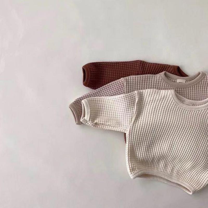 BOBOTCNUNU Herbst Neue Baby Bluse Waffel Kleinkind Jungen Spitzen Kurze Mädchen Kleidung lässig Outfit