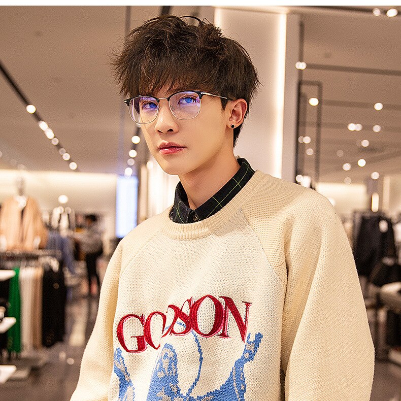 unisex square Plain glasses for men women Metal frame glasses for party eyeglasses Gentle Black eyebrow frame