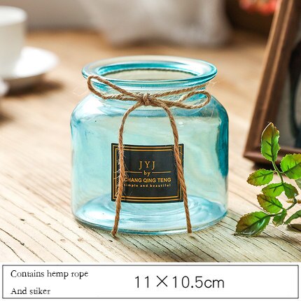 Vazen Glas Transparant Nordic Woondecoratie Nordic Eenvoudige Brede Vazen Droge Bloem Vaas Woonkamer Decoratie Bruiloft Decor: light blue S