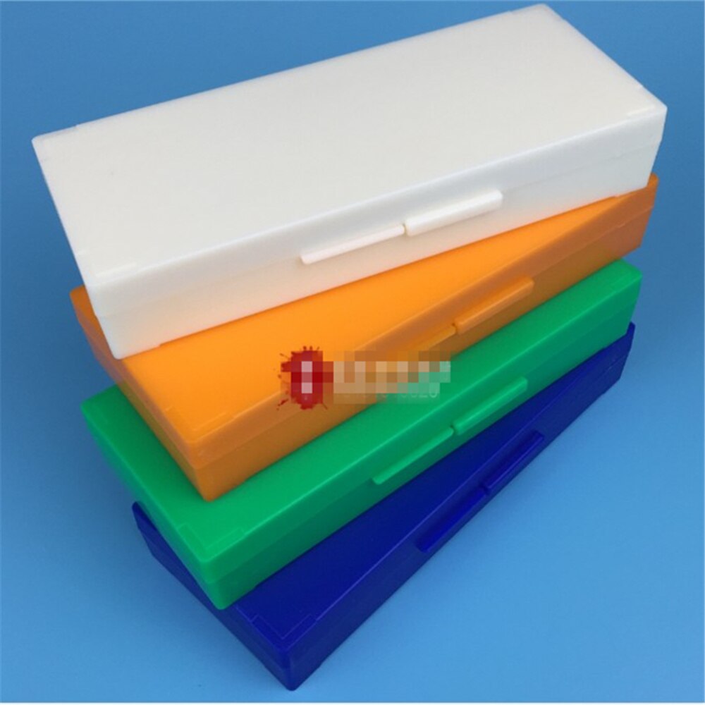 Orange wihte blue green Plastic Shell 50 Slots Rectangular Microscope Glass Slide Box