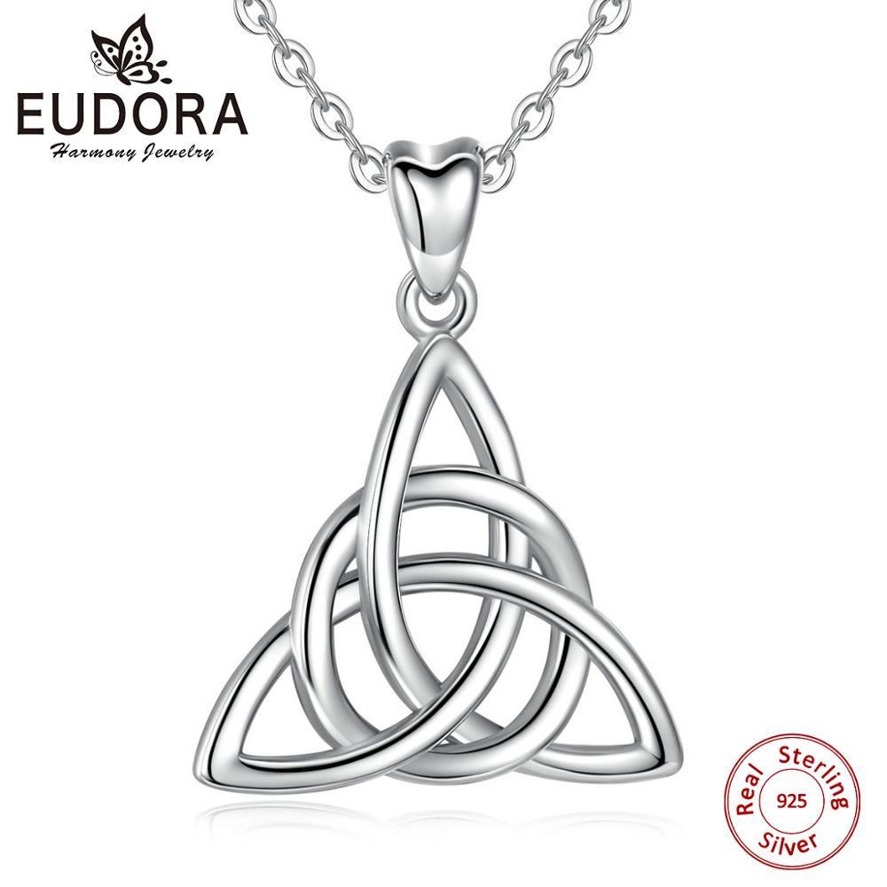 Eudora real 925 sterling sølv trekant celtics knude vedhæng halskæde kvinder splint smykker til fødselsdag box cyd 138