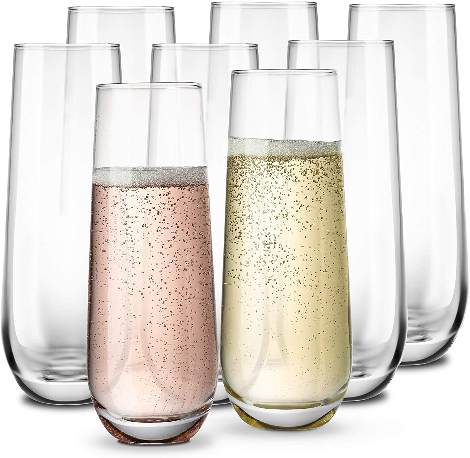 Stemless Champagne Flute Glasses All-Purpose Wine Drinking Glassware Beverage Cups for Water, Juice, Beer, Liquor, Whisk