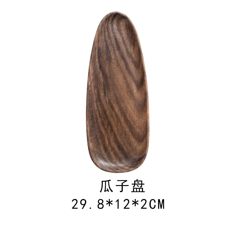 Whole Wood lovesickness Wood Irregular Oval Solid Wood Pan Plate Fruit Dishes Saucer Tea Tray Dessert Dinner Plate Tableware Set: 29.8cm12cm