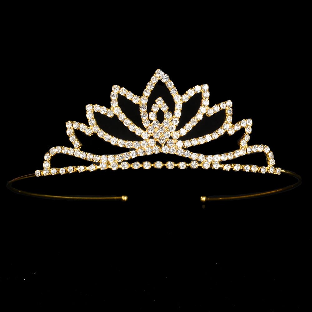 Tiara księżniczki czerwona niebieska korona panny młodej kwiaty na ślub ślubne na włosy akcesoria dla dzieci biżuteria do włosów Prom Party: 7 gold