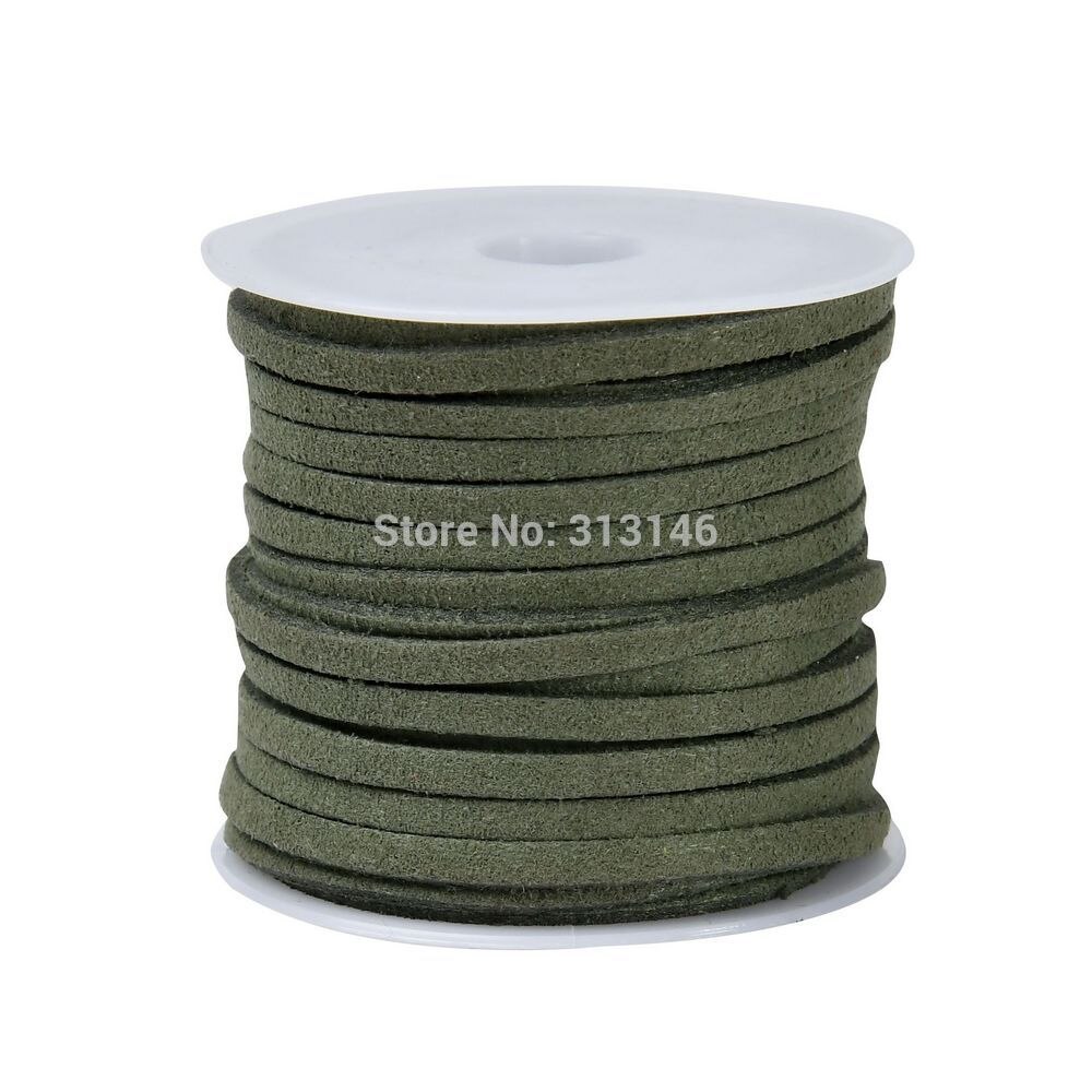 3mm 5M/Roll Flat Faux Suede Cord Leather Lace DIY Handmade Beading Bracelet Necklace Craft Supplies Jewelry Making Thread String: Dark Army Green