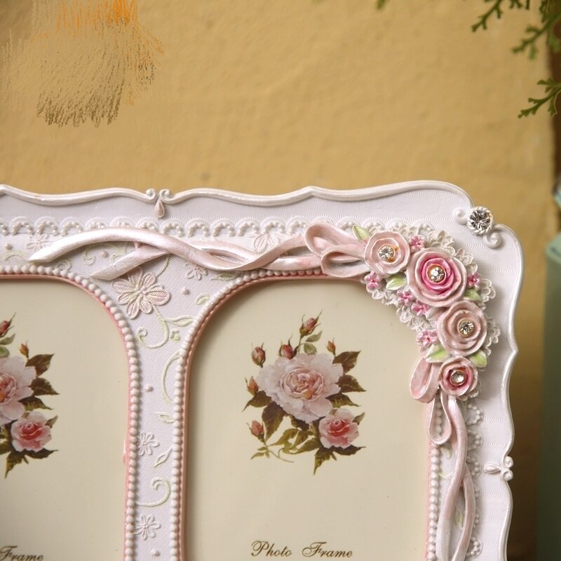Rose Decoratie Hars Dubbele Fotolijst, Bruiloft Fotolijst