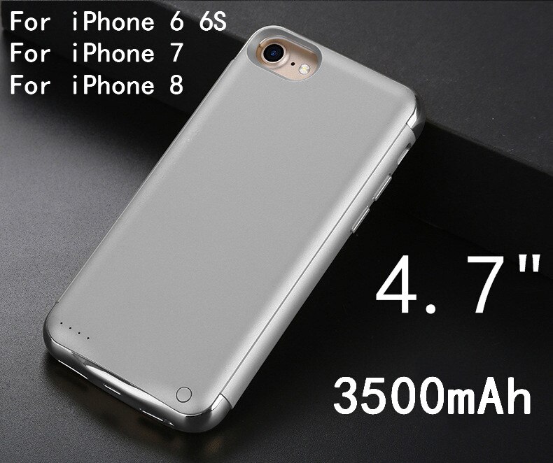 Voor Iphone 6 6S Ultra Dunne Batterij Oplader Voor Iphone 7 8 Slanke Matte Plating Schokbestendig Power Bank case Opladen Back Cover: I7-Silver