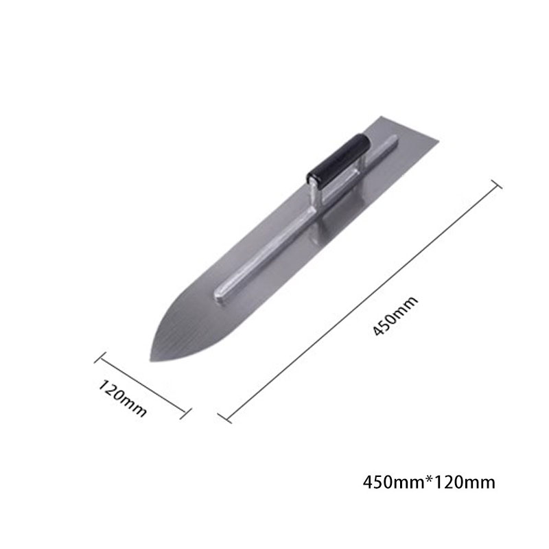 Carbon Steel Blade Plastic Handle Rounded Front Finishing Plaster Trowel Construction Concrete Spatula Tool: Brown