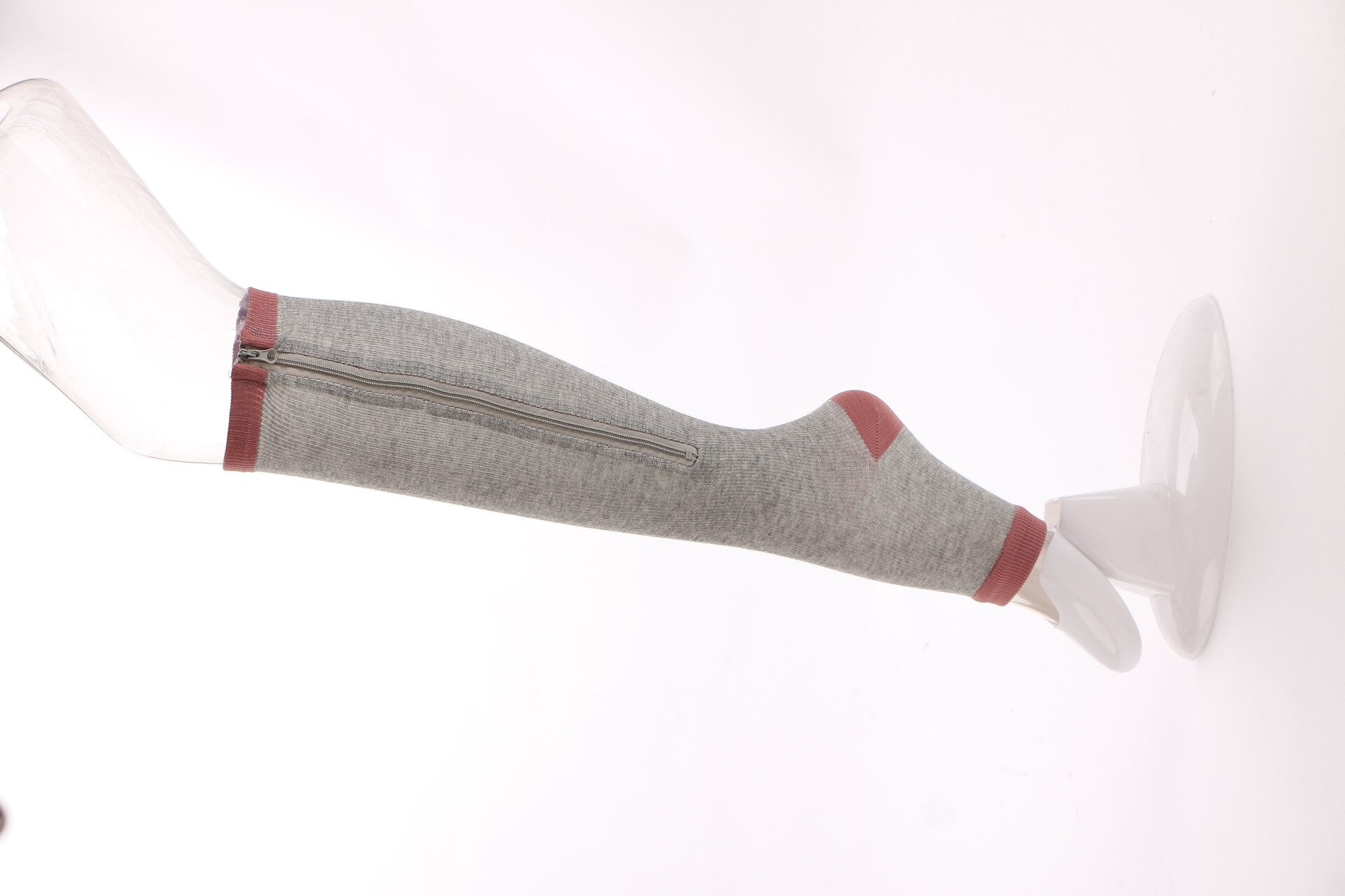 Compression Socks Men Women Support Knee Zipper Socks Female Open Toe Thin Anti-Fatigue Stretchy Sox High Socks Unisex: Gray / L/XL