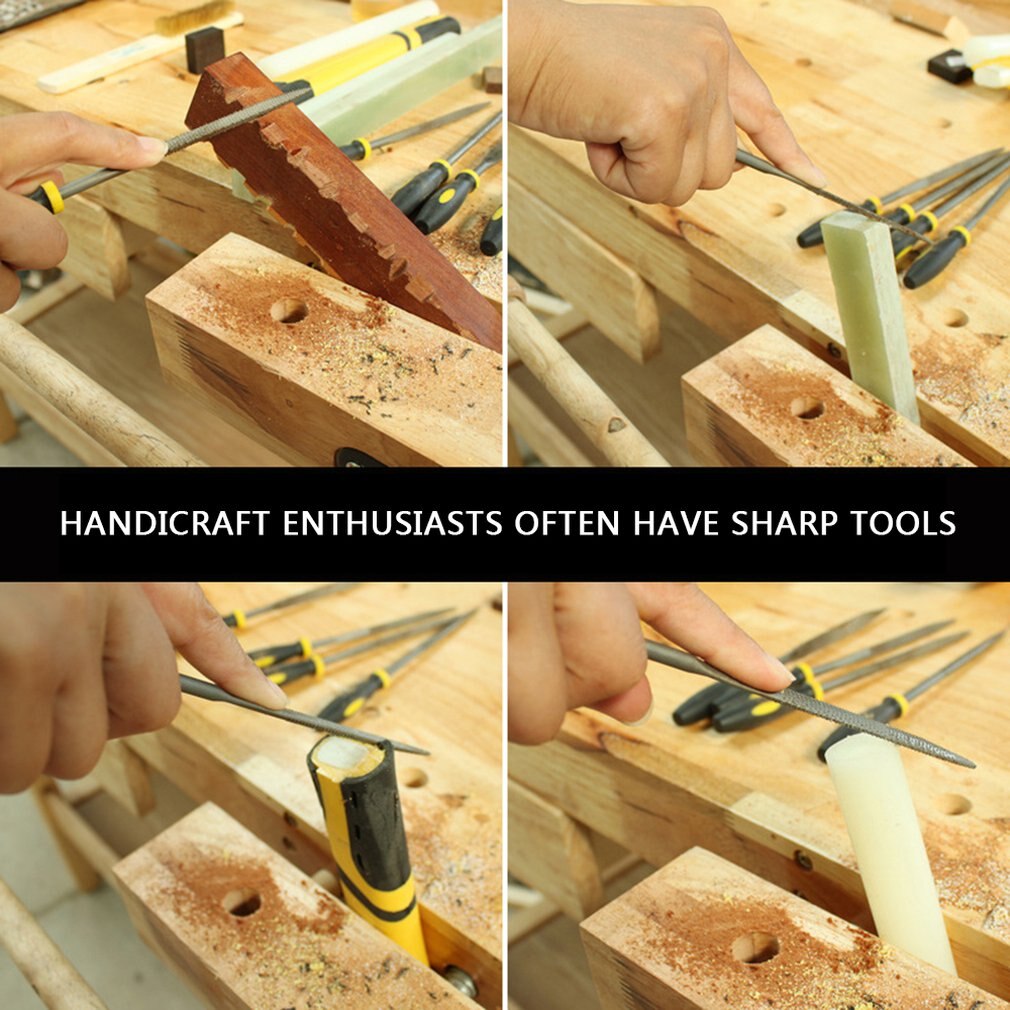 6PCS Mini Assorted Hand File Wood Rasp Set with Rubber Handle carbon tool steel Rasp File For mahogany hardwood grinding