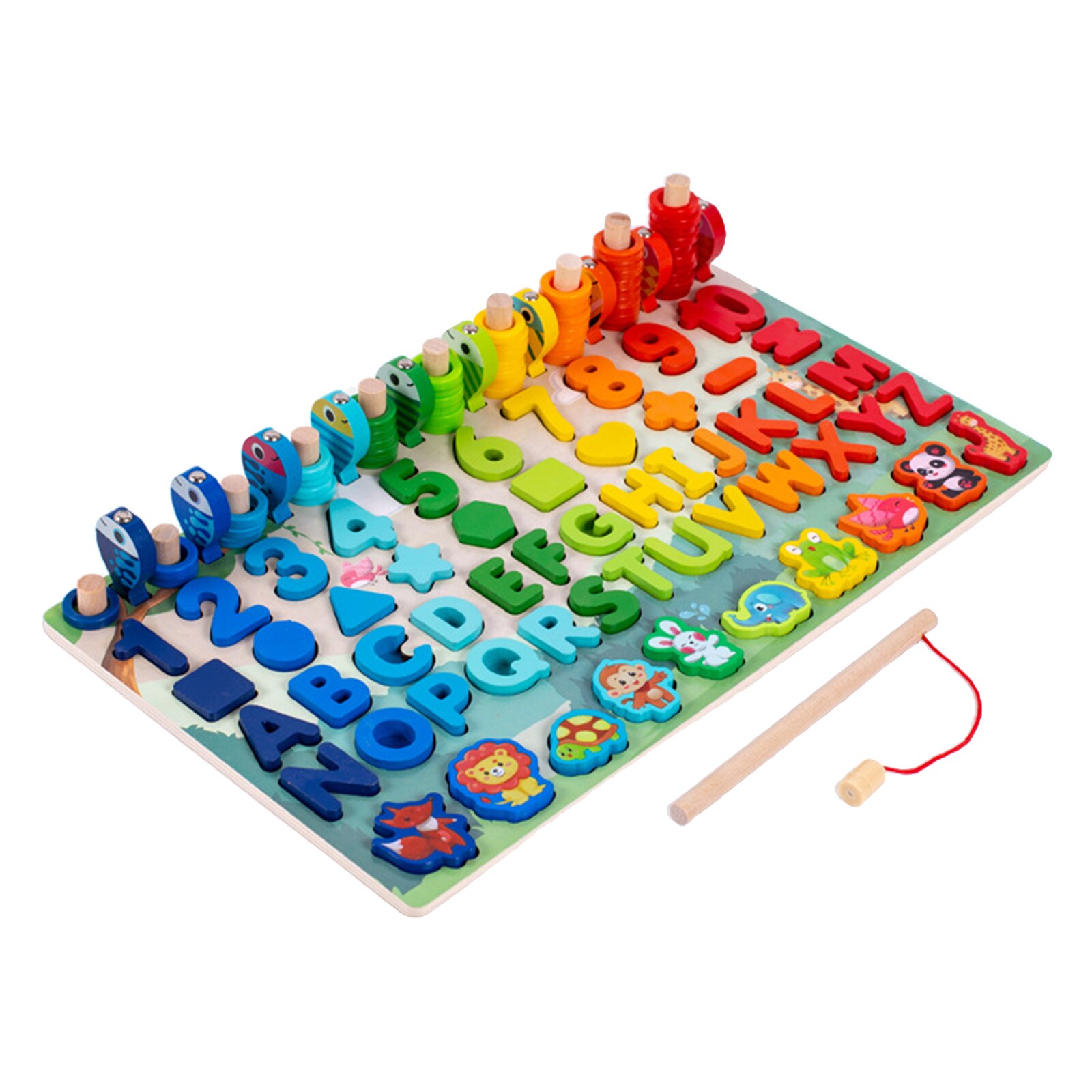 Houten Alfabet Nummer Vissen Dier Vorm Puzzel Educatief Speelgoed