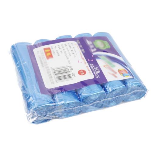 40%HOT5 Rolls 100Pcs Household Disposable Trash Pouch Kitchen Storage Garbage Bags: Blue