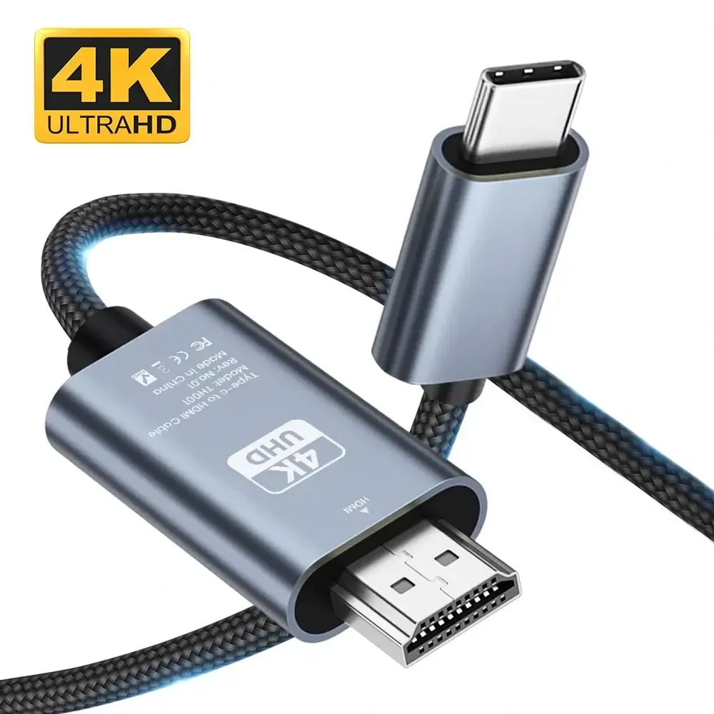 USB C to HDMI Cable 6.6ft 4K@60hz Braided Type-C to HDMI Cable Ultra High Speed Adapter Cable for MacBook Pixel iPad Dell: Default Title